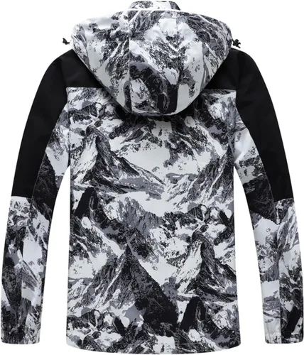 Vista 12 de GIISAM Chaqueta de lluvia para hombre, impermeable, ligera, para exteriores, rompevientos con capucha