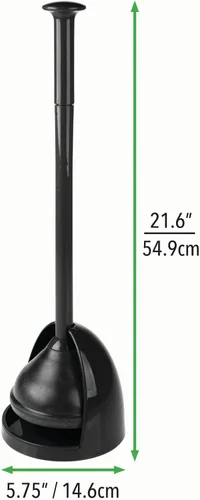 Vista 6 de mDesign Juego de émbolo de inodoro de plástico independiente con soporte, émbolo para almacenamiento y organización de limpieza, resistente, ahorro