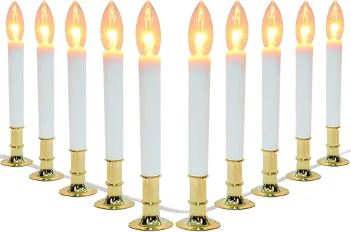 Vista 8 de Paquete de 4 Lámparas de Vela Eléctrica para Ventana con Base Chapada en Peltre, Luz de Vela de Ventana de Navidad, Interruptor