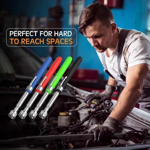 Vista 4 de Geiserailie 4 herramientas telescópicas de recogida de imanes extensibles, herramienta de recogida magnética, regalos prácticos para hombres, papá