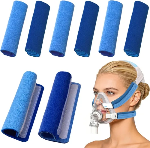 Paquete de 8 fundas para correas CPAP, fundas transpirables para correas de mascarilla, fundas universales y reutilizables, cubierta de tela suave y