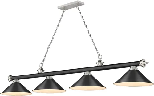 Vista 9 de Z-Lite 2306-4MB-MB15 Cordon Billar Colgante, 4 luces 240 vatios totales, negro mate