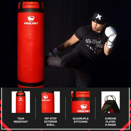 Vista 4 de 4 ft 80lb Heavy Boxing Punching Bag, Muay Thai, MMA, Strength Training Equipment, Hanging Negro