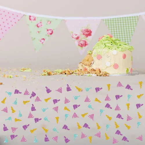 Vista 4 de Juego de 100 confeti de princesa, decoración de fiesta de cumpleaños de niña con purpurina morada, decoración de pastel de princesa de cuento