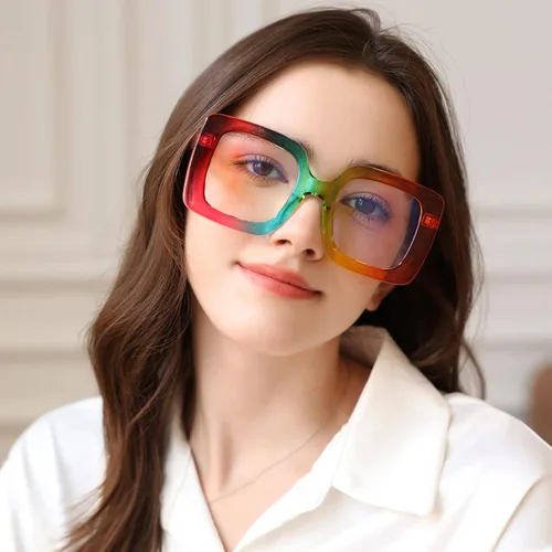 Vista 4 de Gafas de luz azul de gran tamaño para mujer, marco grande, gafas de moda, anteojos de computadora antideslumbrantes fatiga ocular