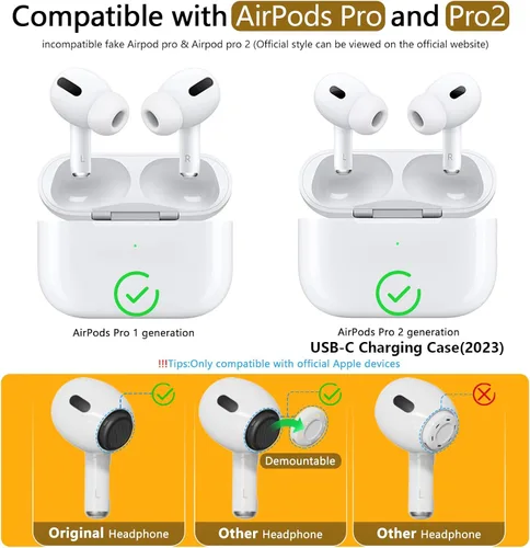 Vista 2 de Pohgelan Almohadillas de repuesto de espuma viscoelástica compatibles con AirPods Pro de 2ª/1ª generación, con orificio de reducción de ruido