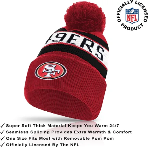 Vista 2 de Ultra Game Gorro de punto de invierno oficial de la NFL para jóvenes, súper suave, con guantes extra cálidos para pantalla táctil