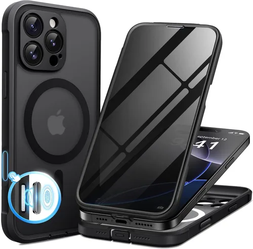 Vista 41 de BERFY Funda para iPhone 16 Pro, compatible con MagSafe, protector de pantalla de vidrio templado 9H integrado y protección de cámara, funda