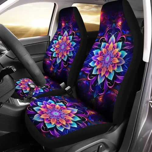 Vista 11 de Bulopur - Fundas abstractas de estilo bohemio con mandala para asientos de automóvil, juego de 2, fundas universales delgadas para asientos