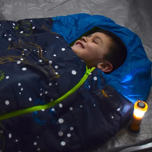 Vista 4 de AceCamp Saco de dormir para mamá que brilla en la oscuridad para niños y jóvenes, clasificación de temperatura de 30 °F, -33.8 °F, resistente al