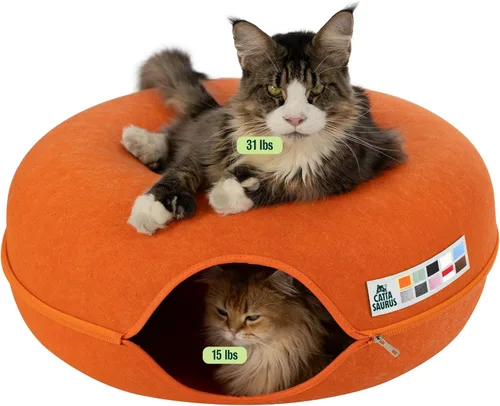Vista 33 de Cattasaurus Peekaboo - Cueva para gatos, extra espaciosa para múltiples y grandes gatos de más de 12 libras, camas desmontables para gatos
