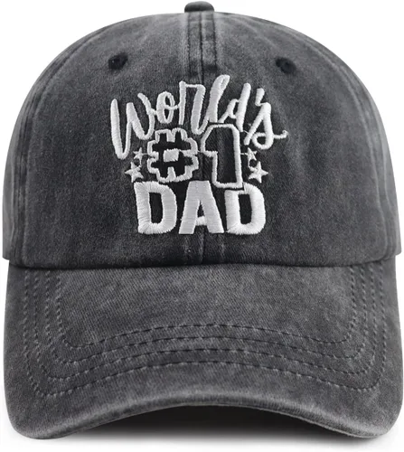 Vista 6 de World's Best Dad Hat para hombre, divertido gorro de béisbol de algodón ajustable bordado profesional