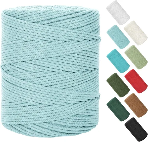 Vista 97 de Cuerda de macramé de 0.079 in x 220 yardas (656 pies), cuerda de algodón natural para colgar en la pared, ganchos de plantas, manualidades, Verde