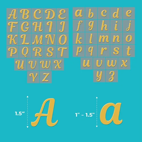 Vista 6 de Laughing Lizards Letras termo-adhesivas de oro amarillo para tela y ropa (208 piezas) letras para planchar para medias de Navidad, letras cursivas