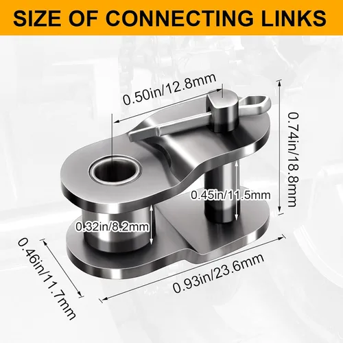 Vista 2 de OIIKI Enlace compensado de cadena de rodillos #40, paquete de 8