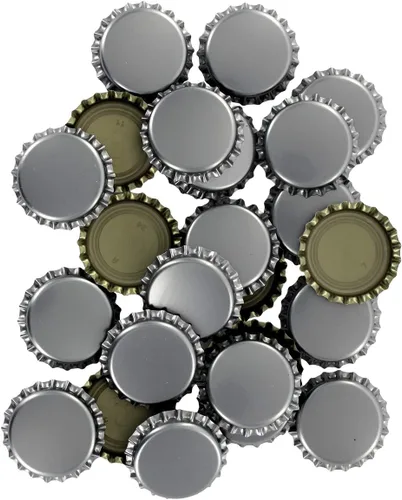 Vista 3 de Home Brew Ohio Tapas de corona plateadas, 100