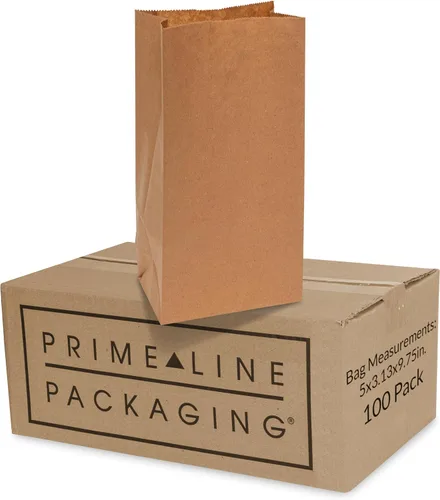 Vista 14 de Bolsas de papel Kraft desechables de Prime Line Packaging, bolsas para lonchera extra grandes para llevar golosinas, comestibles, uso en panadería
