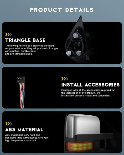 Vista 6 de OCPTY Un par de espejos de remolque de repuesto para Chevy 2014-2018 para GMC 1500 2015-2019 para Chevy para GMC 2500 HD 3500 HD, espejos