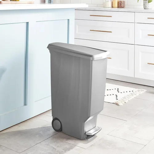 Vista 10 de simplehuman Cubo de basura delgado de 40 litros 10.6 galones con bloqueo deslizante seguro, plástico gris