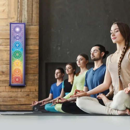 Vista 2 de Mandala Arts Banner de chakra grande de 12 x 48 pulgadas, por Bryon Allen