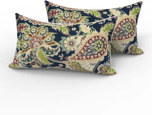 Vista 201 de LVTXIII - Juego de fundas para cojines de sofá o sillón de exteriores, para lumbar, no se decoloran, 2 unidades de 12" x 20", con relleno, estampado