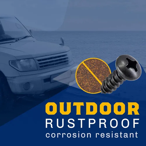 Vista 8 de Tornillos de acero inoxidable, cabeza negra, acabado oxidado (paquete de 4)