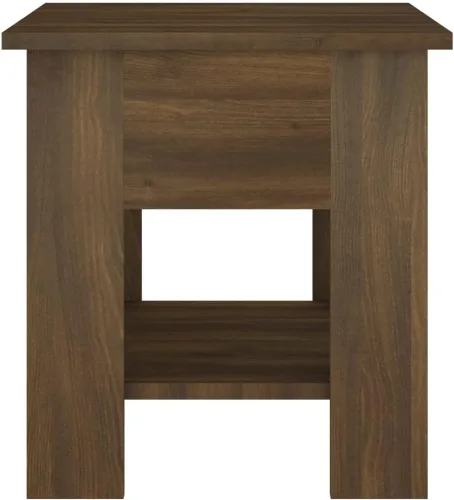 Vista 6 de Mesa de centro de roble marrón de 15.7 x 15.7 x 16.5 pulgadas, moderna de madera de ingeniería para sala de estar, comedor, mesa central para mesas