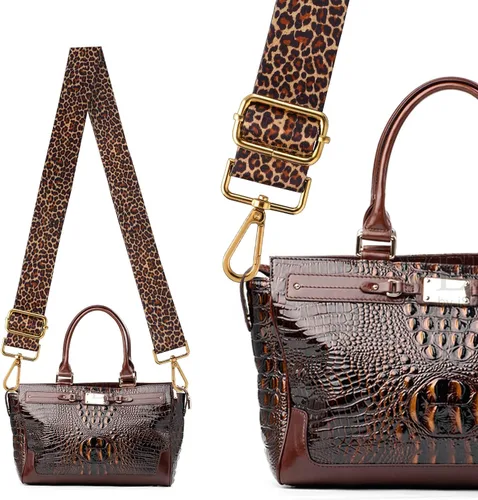 Vista 4 de TIESOME Correa de repuesto para bolso, correa ancha ajustable con estampado de leopardo, correa para bolso de hombro, correas cruzadas, Navidad