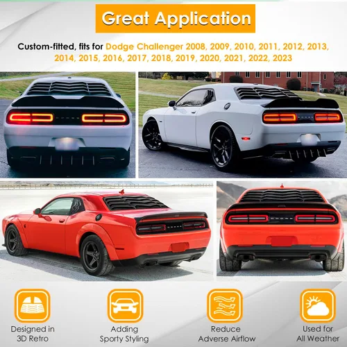 Vista 2 de Cubiertas para parabrisas trasero y lateral para Dodge Challenger 2008 2009 2010 2012 2013 2014 2015 2016 2017 2018 2019 2020 2021 2022 2023