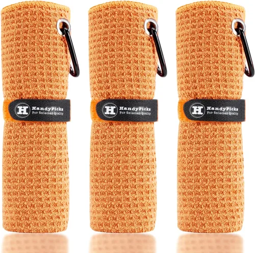 Vista 9 de Handy Picks Toalla de Golf de Microfibra (16" X 16") con Clip de Mosquetón, Toalla de Golf con Patrón de Waffle con Cierre de Gancho y Bucle - La