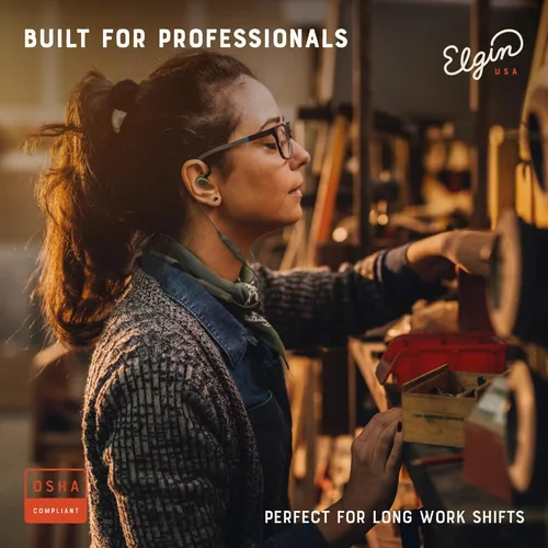 Vista 4 de Auriculares Elgin Rumble Bluetooth con protección auditiva, auriculares inalámbricos con reducción de ruido de 27 dB y micrófono con cancelación