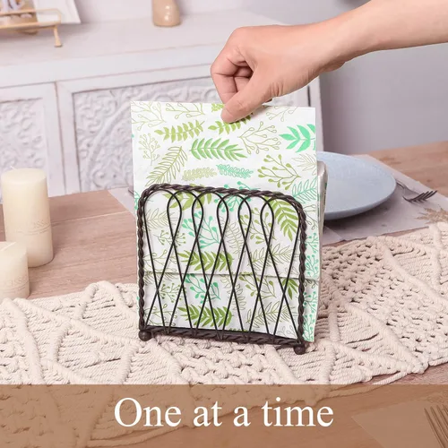 Vista 4 de NIKKY HOME Vendimia Entrelazado Metal Servilletero Decorativo Vertical Pañuelo Dispensador - Negro