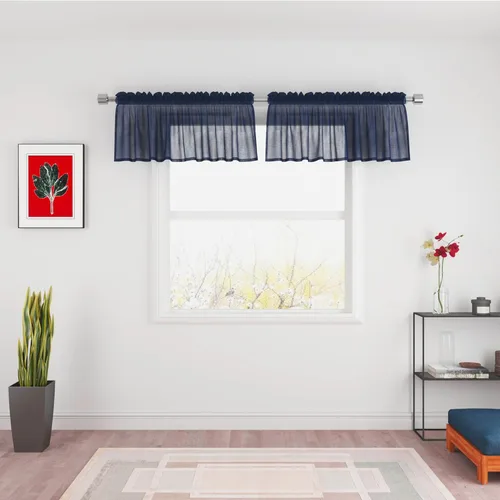 Vista 78 de UPOPO Paneles de Cortina Beige Pequeños Cortinas Transparentes de Gasa de 16 Pulgadas de Largo Cortinas de Cocina de Voile con Textura de Lino