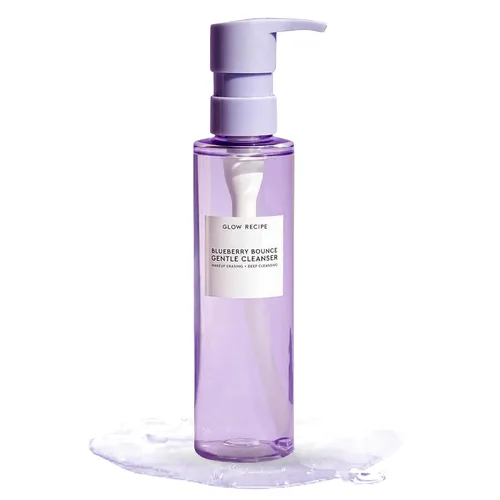 Glow Recipe Blueberry Bounce Exfoliating Face Wash - Limpiador facial espumoso, desmaquillante y máscara aclaradora, ácido hialurónico hidratante y