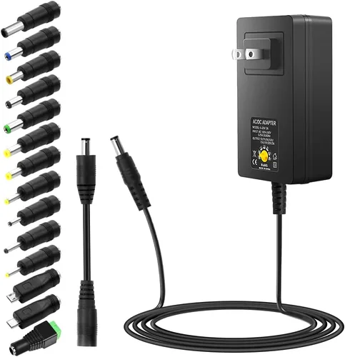 Vista 9 de SHNITPWR 30W Fuente de alimentación universal 3V 4.5V 5V 6V 7.5V 9V 12V Adaptador variable ajustable AC/DC con puerto USB de 5V 2.1A, convertidor