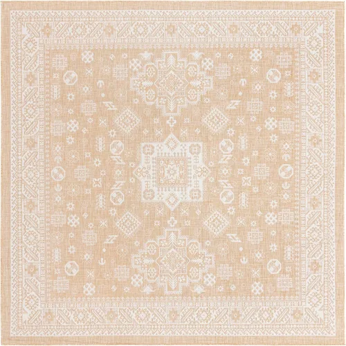 Vista 35 de Unique Loom Outdoor Aztec Collection Alfombra de área, Chalca (7 pies 10 pulgadas, cuadrada, azul/marfil)