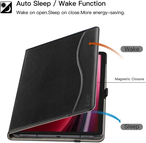 Vista 6 de ZtotopCases Funda para Samsung Galaxy Tab S10 Plus Case 2024/S9 Plus/S9 FE Plus 5G 12.4 pulgadas 2023, funda de piel sintética premium con correa