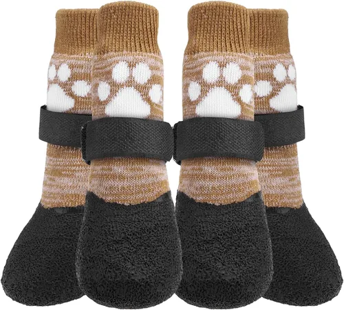 Vista 27 de KOOLTAIL Calcetines Antideslizantes para Perros para Pavimento Caliente/Frío para Evitar que Lamen las Patas, Botines para Suelos de Madera Dura