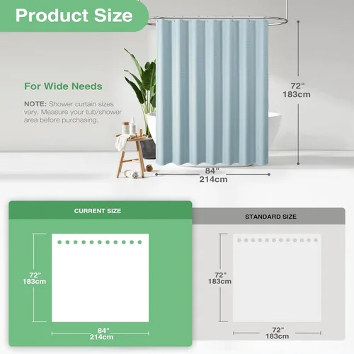 Vista 67 de Cortina de ducha de tela Dynamene verde oscuro - Cortinas de baño de tela de nido de abeja texturizadas resistentes, juego de cortinas de baño