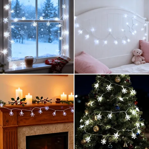 Vista 8 de Luces de Decoración de Navidad, 8 Modos y Temporizador con Control Remoto, 33 Pies 100 Luces LED Operadas con Pilas, Luces de Hadas Impermeables