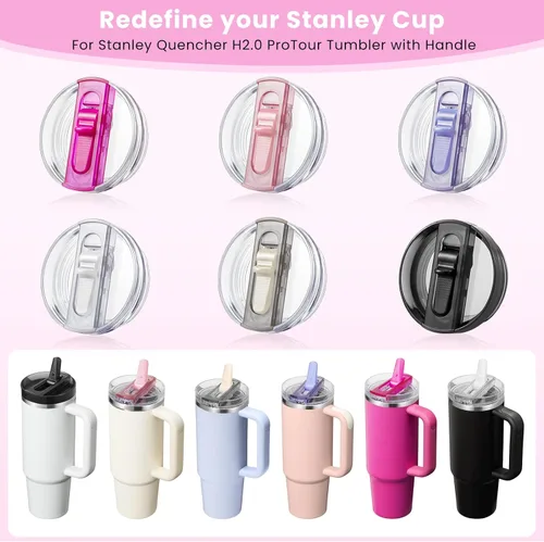 Vista 9 de Stanley Quencher H2.0 y ProTour - Juego de 2 tapas extraíbles con popote abatible de 30 onzas, a prueba de derrames y accesorios de copa Stanley, 30