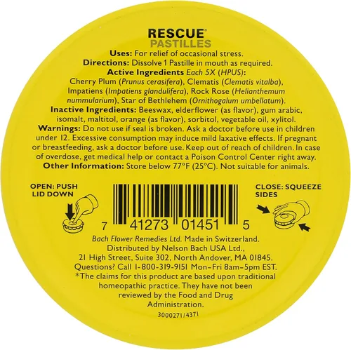 Vista 2 de Bach Rescue Pastilles Orange Elderflower, 1.7 OZ