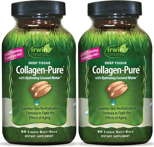 Irwin Naturals Colágeno de tejido profundo puro, 80 geles suaves líquidos, colágeno hidrolizado avanzado + nutrición para articulaciones y piel,