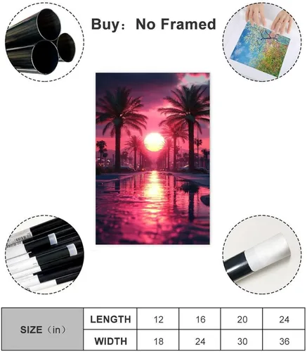 Vista 2 de Retrofuturism Vaporwave Wall Art – 80s Neon Cyber Cityscape Print – Synthwave Retro Poster for Bedroom Decor Canvas Poster Wall Art Decor Print