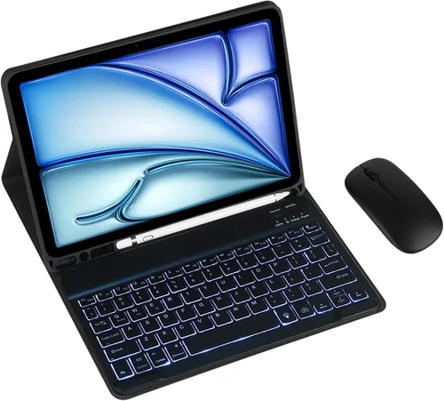 Vista 18 de Funda de teclado para Samsung Galaxy Tab A8 (2021) de 10.5 pulgadas SM-X220/X225 Tablet teclado desmontable, funda de cuero totalmente envuelta