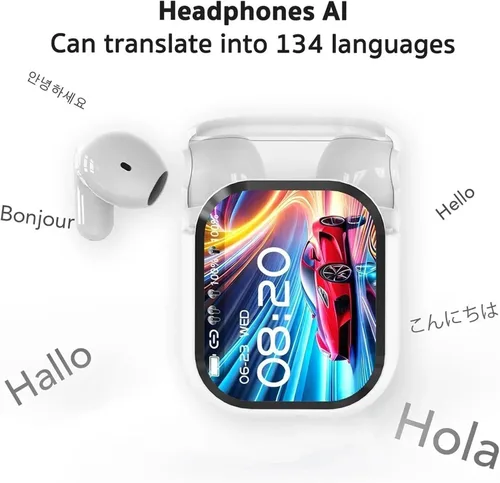 Vista 3 de Auriculares NE20, nuevos auriculares NE20 de traducción AI en tiempo real, audífonos de traductor de idiomas con pantalla táctil LCD, Audifonos Negro