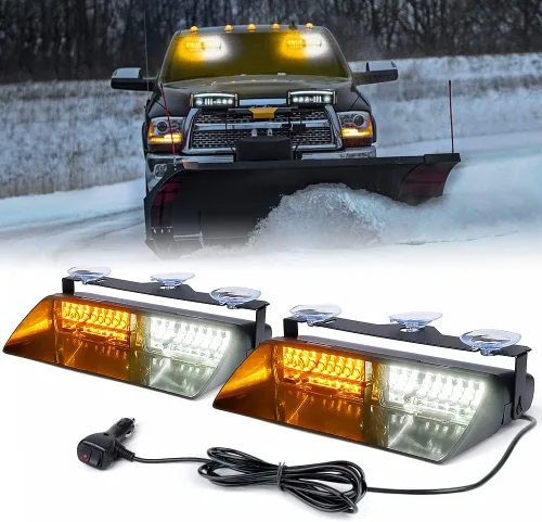 Vista 13 de Xprite luces estroboscópicas de emergencia de 2×11 pulgadas de alta intensidad color ámbar y verde con 32 LED para tablero e interior de parabrisas
