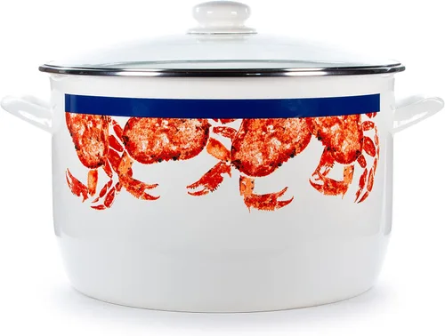 Vista 3 de Golden Rabbit Esmalte - Patrón de casa de cangrejo - Olla de 18 cuartos de galón