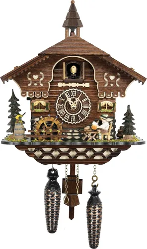 Vista 2 de Cuckoo Palace German Cuckoo Clock - The Brotzeit House - with Quartz Movement - 10.3 inches high - Black Forest Clock