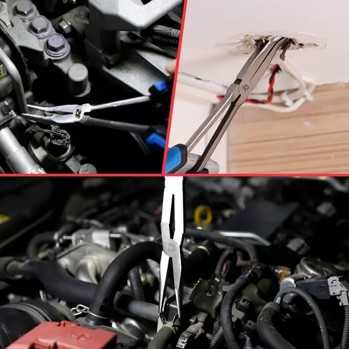 Vista 8 de Rizom Juego de alicates de largo alcance de 3 piezas, alicates de punta de aguja larga de doble articulación de 13 pulgadas, alicates de punta